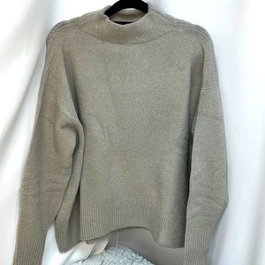 Cable Stitch Wool Blend Grey Mock neck Sweater Size Small